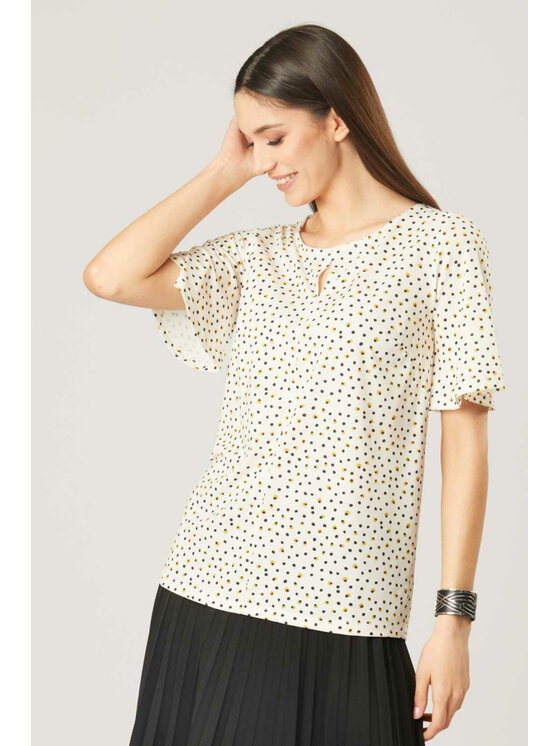 QUIOSQUE QUIOSQUE Bluzka EGG BLOUSE Beżowy Regular Fit
