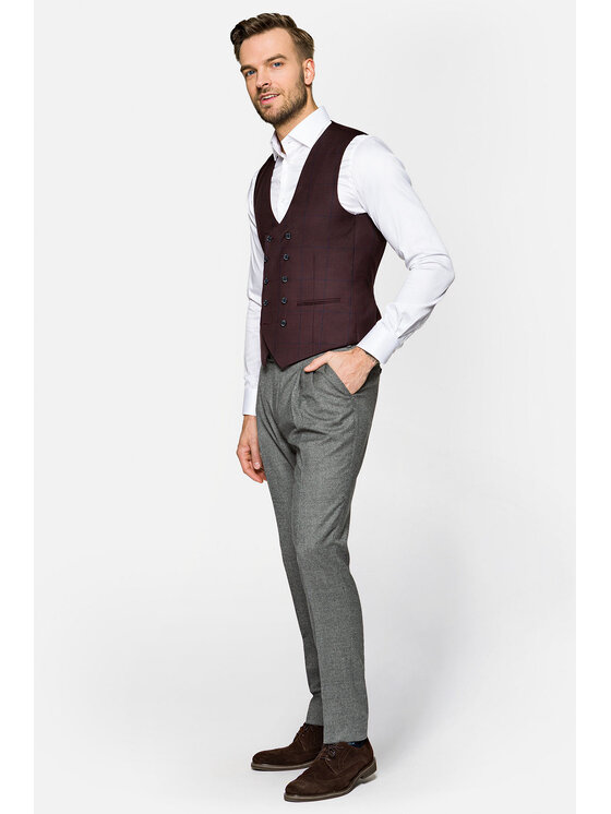 Lancerto Lancerto Kamizelka Zurich Bordowy Regular Fit