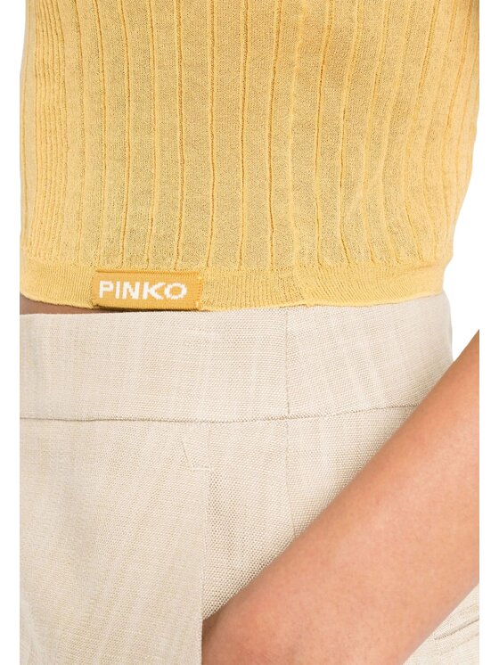PINKO PINKO T-Shirt Tambora maglia crepe Żółty Cropped Fit