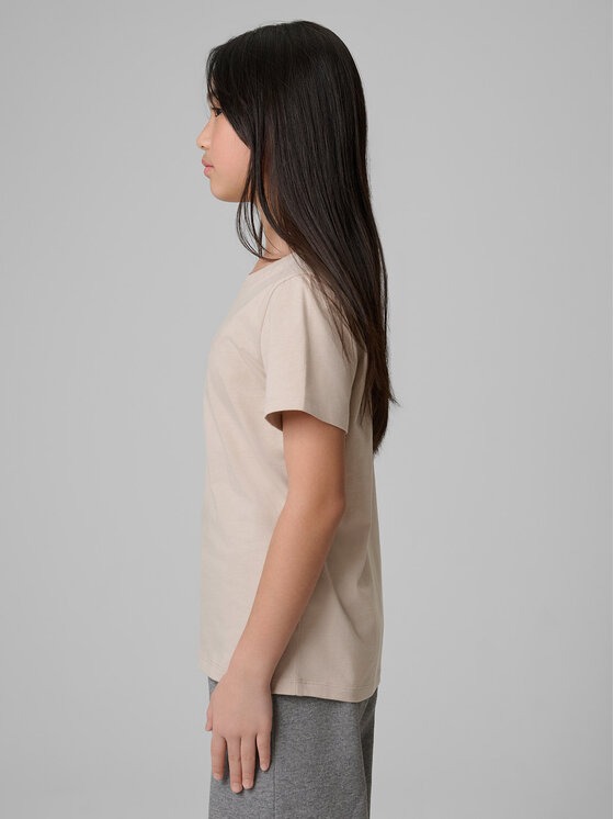 4F 4F T-Shirt BASIC+ Beżowy Regular Fit