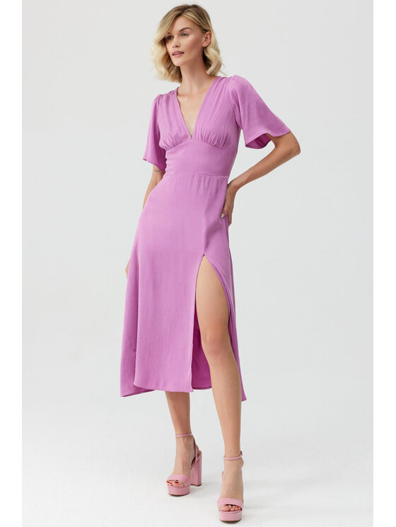 Lunedi Lunedi Sukienka codzienna Romatica Maxi z Tancelu i Wiskozy Spring Crocus Fioletowy Regular Fit
