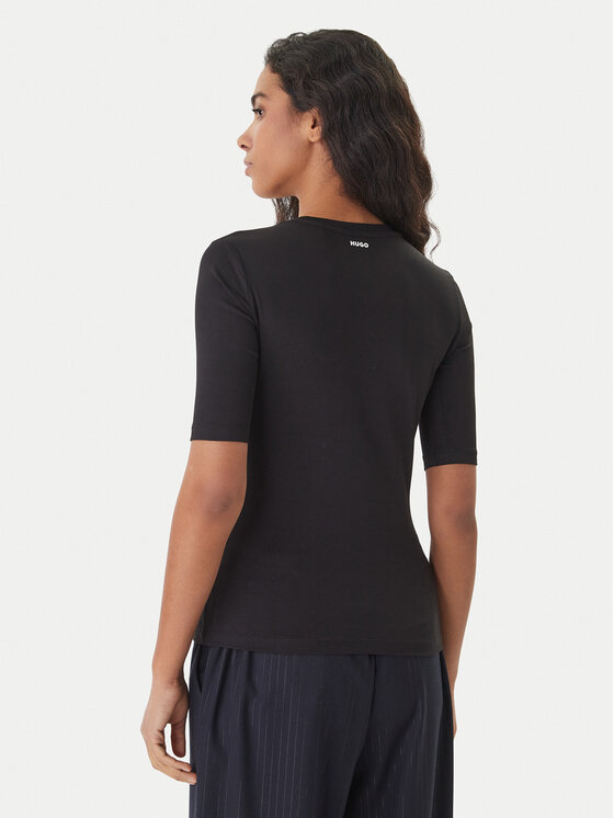 HUGO HUGO Tričko Darnelia 50515019 Čierna Slim Fit