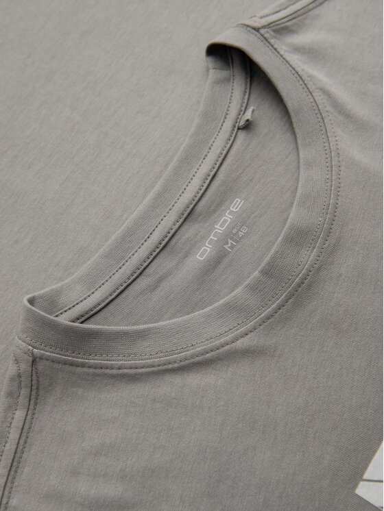 Ombre Ombre T-Shirt OM-TSPT-0259 Szary Regular Fit