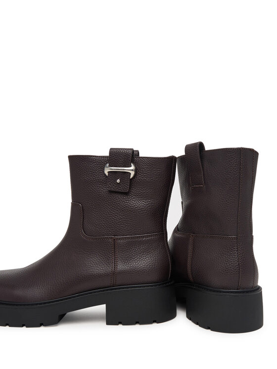 Calvin Klein Calvin Klein Botki Chunky Ankle Boot Lth Hdw HW0HW03202 Brązowy ciemny