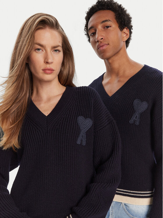 AMI PARIS AMI PARIS Pulover UKS268.KN0068 Mornarsko modra Regular Fit