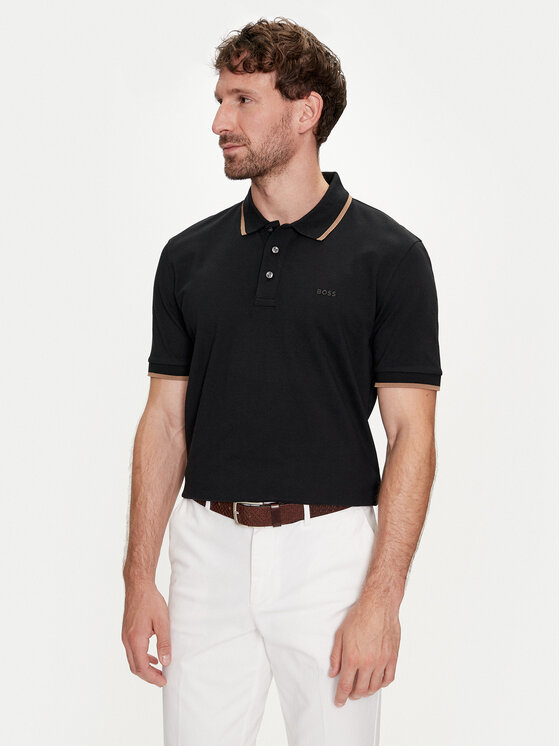 Boss Tricou polo Parlay 190 50494697 Negru Regular Fit