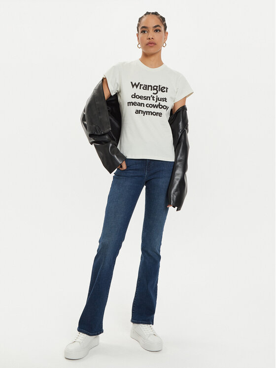 Wrangler Wrangler T-särk Shrunken Band 112356451 Valge Slim Fit