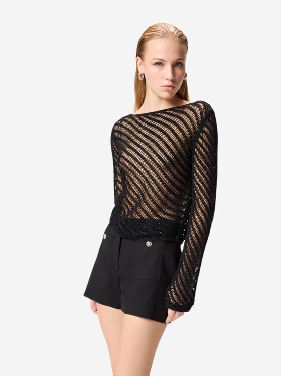 PINKO PINKO Sweter POLIESTERE 55% VISCOSA 45% Czarny Slim Fit