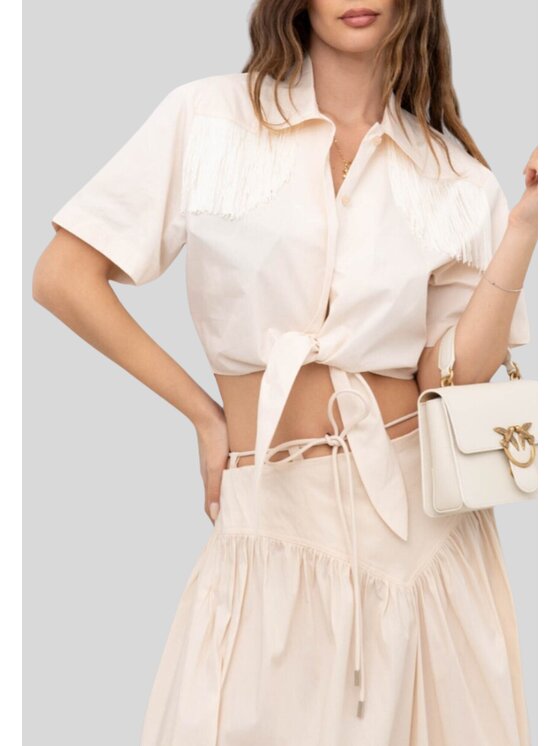 PINKO PINKO Πουκάμισο 103623A1X8 Κρεμ Cropp Fit