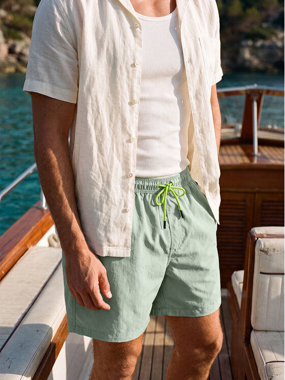 Ombre Ombre Szorty kąpielowe OM-SRSS-0216 Zielony jasny Regular Fit