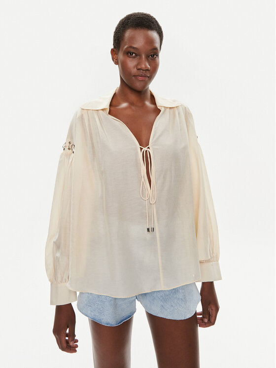 Pinko Blúzka Elf 103744 A1XU Béžová Relaxed Fit