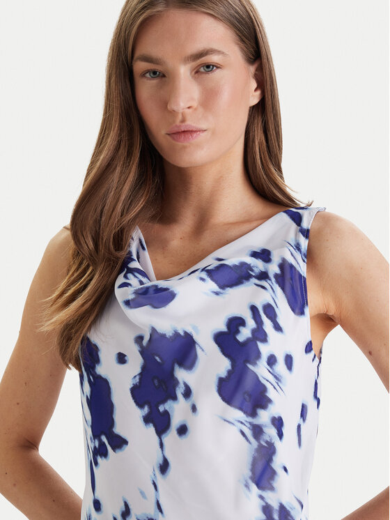 Calvin Klein Calvin Klein Rochie de seară Printed Chiffon Sl Cowl LV044F029G Alb Regular Fit