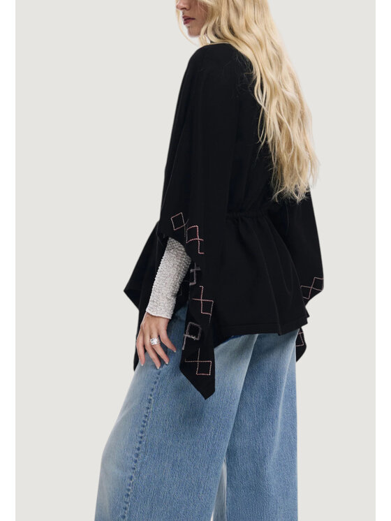 Desigual Desigual Κάπα PONCHO_EMBROIDERY ALDAMA Μαύρο Casual Fit