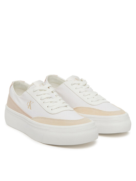 Calvin Klein Jeans Calvin Klein Jeans Sneakersy Vulc Flatform Low Cv Mix Mg YW0YW01770 Biela