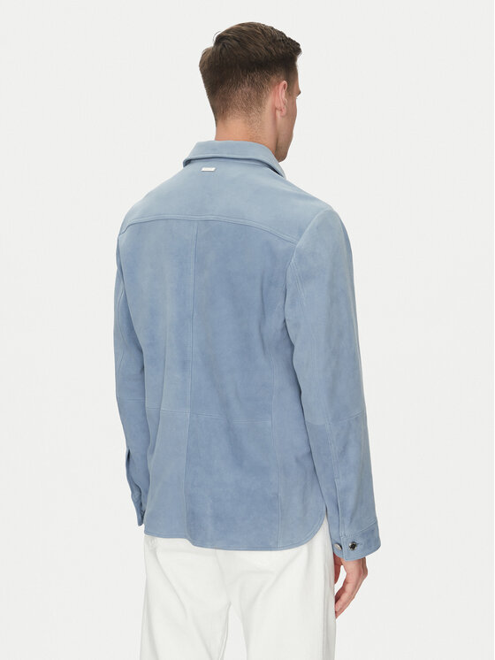 Michael Kors Michael Kors Kurtka skórzana CS5800P4R4 Błękitny Regular Fit