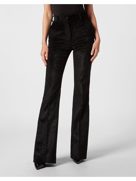 PHILIPP PLEIN PHILIPP PLEIN Spodnie materiałowe 8059 Czarny Flare Fit