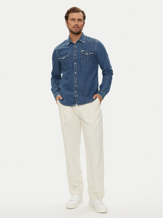 Guess Jeans Guess Jeans traper košulja M4YH55 D5EI1 Tamnoplava Slim Fit