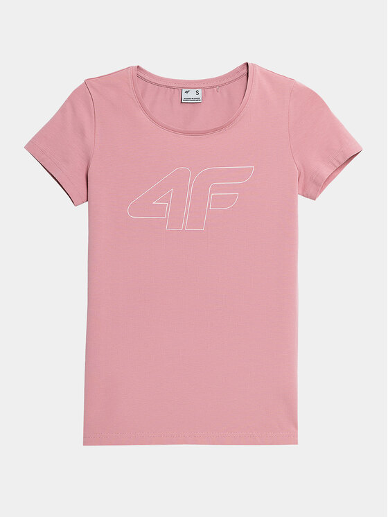 4F 4F T-Shirt 4FAW23TTSHF0907 Różowy Slim Fit