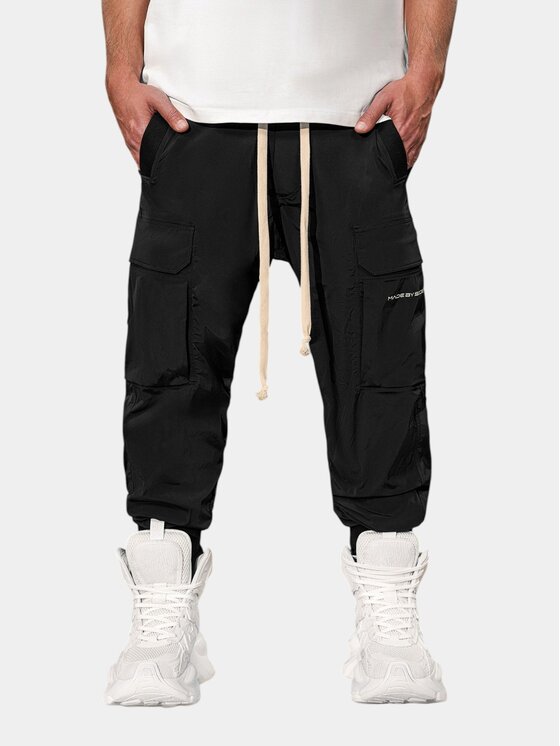 MADE BY SOCIETY MADE BY SOCIETY Spodnie materiałowe Pantaloni cargo - P16182 Czarny Basic Fit