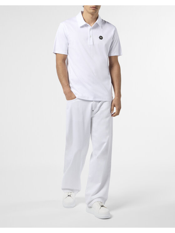 PHILIPP PLEIN PHILIPP PLEIN Polo 26257 Biały Slim Fit