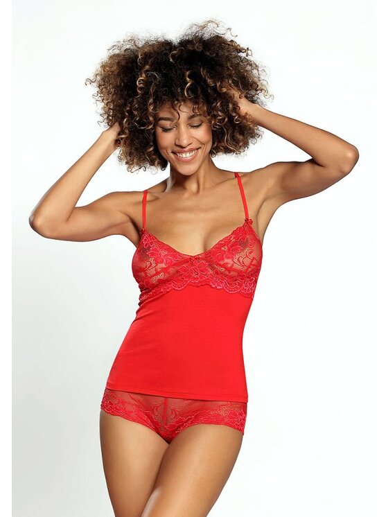 DKaren Lingerie DKaren Lingerie Komplet bielizny Wiktoria Czerwony Classic Fit