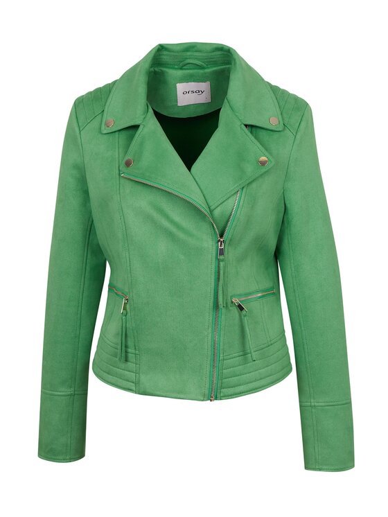 Orsay Orsay Kurtka skórzana 845022865000__36 Zielony Regular Fit