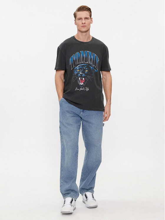 Tommy Jeans T-Shirt Vintage Tiger DM0DM18281 Schwarz Regular Fit  