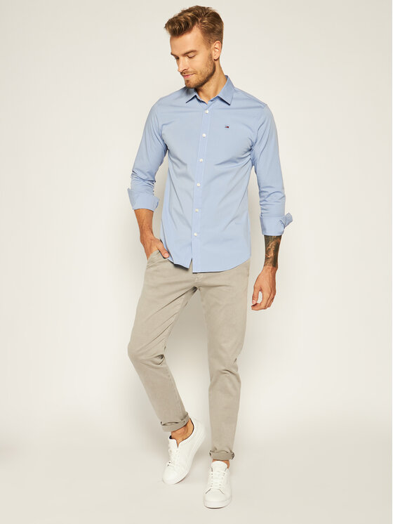 Tommy Jeans Marškiniai DM0DM04405 Mėlyna Slim Fit • Modivo.lt