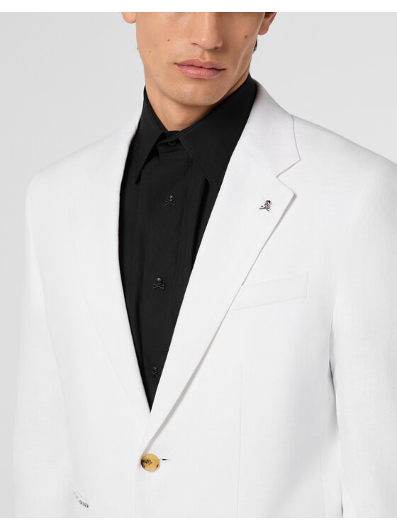 PHILIPP PLEIN PHILIPP PLEIN Marynarka 30665 Biały Regular Fit