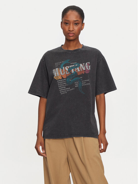 Mustang T-shirt Welby 1015455 Grigio Oversize, taglia : L