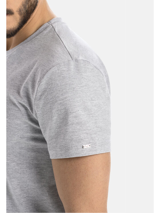 Teyli Teyli T-Shirt męski bawełniany Dany Szary Classic Fit
