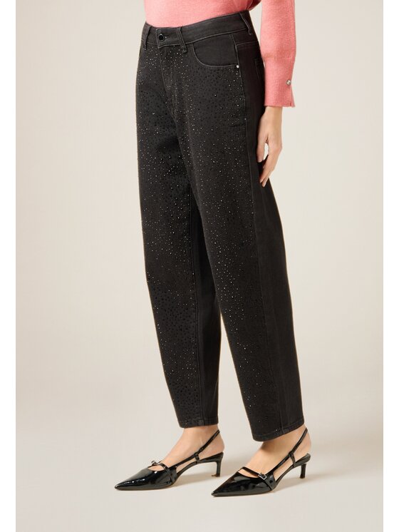 Oltre Oltre Jeansy P454R108937N033 Czarny Baggy Fit