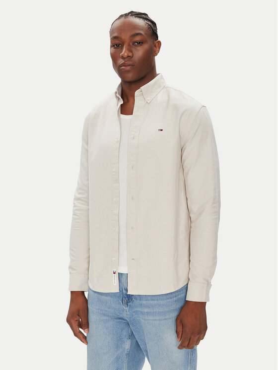 Tommy Jeans Camicia DM0DM21298 Beige Regular Fit, taglia : 3XL