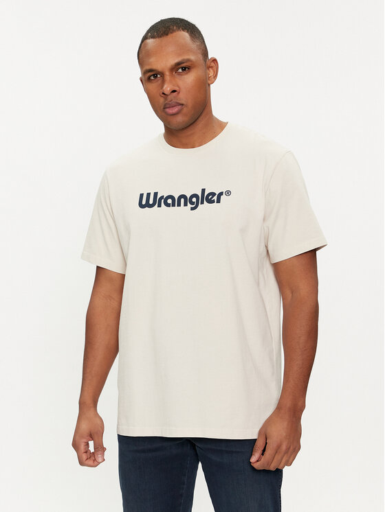 Wrangler Majica Logo 112350523 Écru Regular Fit