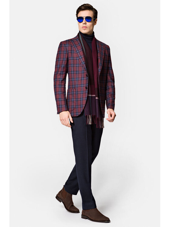 Lancerto Lancerto Marynarka MA099222000007 Bordowy Slim Fit