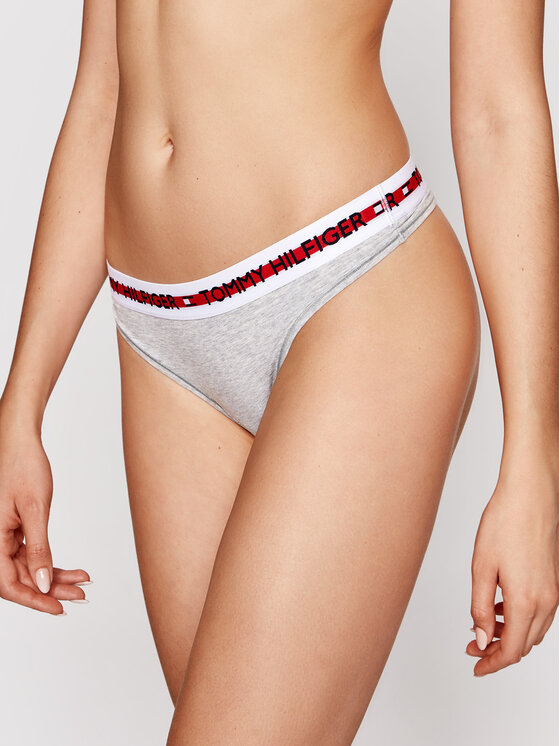 Tommy Hilfiger Stringové nohavičky Thong UW0UW02458 Sivá