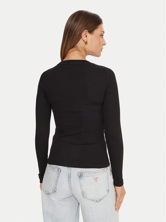 Guess Jeans Guess Jeans Bluse W5BP01 KA0H1 Schwarz Slim Fit