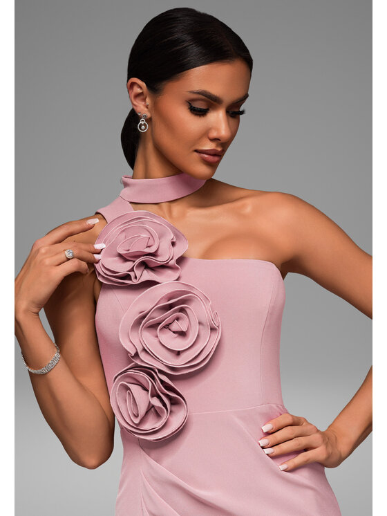 Ombre Ombre Sukienka wieczorowa LA-OM-DLR063 Różowy ciemny Regular Fit