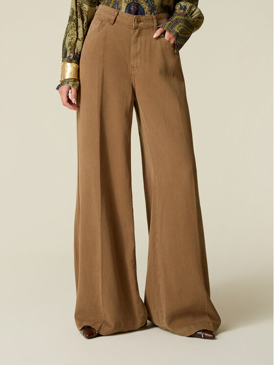 Oltre Oltre Pantaloni di tessuto P725R009282N012 Marrone Baggy Fit