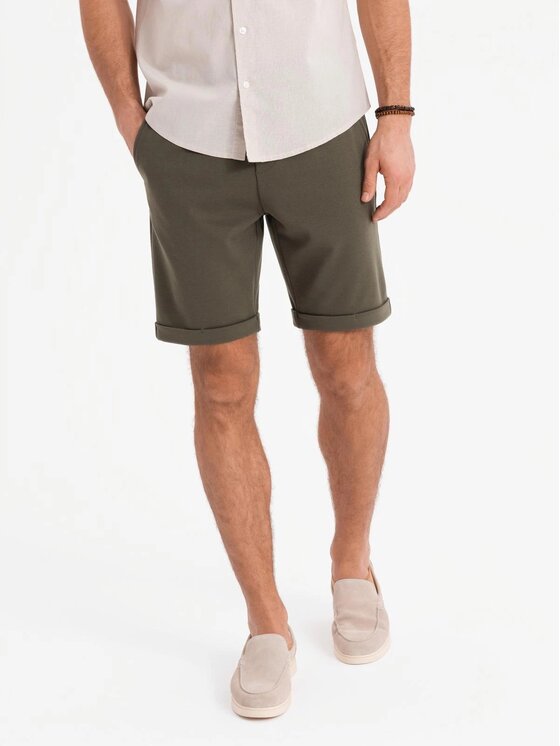 Ombre Ombre Szorty materiałowe OM-SRCS-0170 Zielony Regular Fit