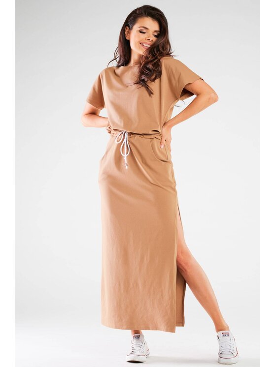 Infinite You Infinite You Sukienka letnia M253 Beżowy Basic Fit