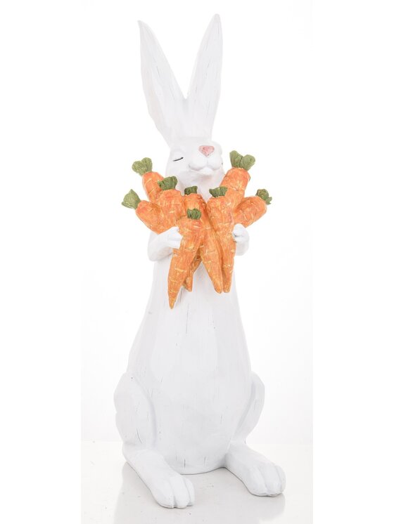 MIAhome MIAhome Figurka króliczek z marchewkami 43x15x24 cm Biały