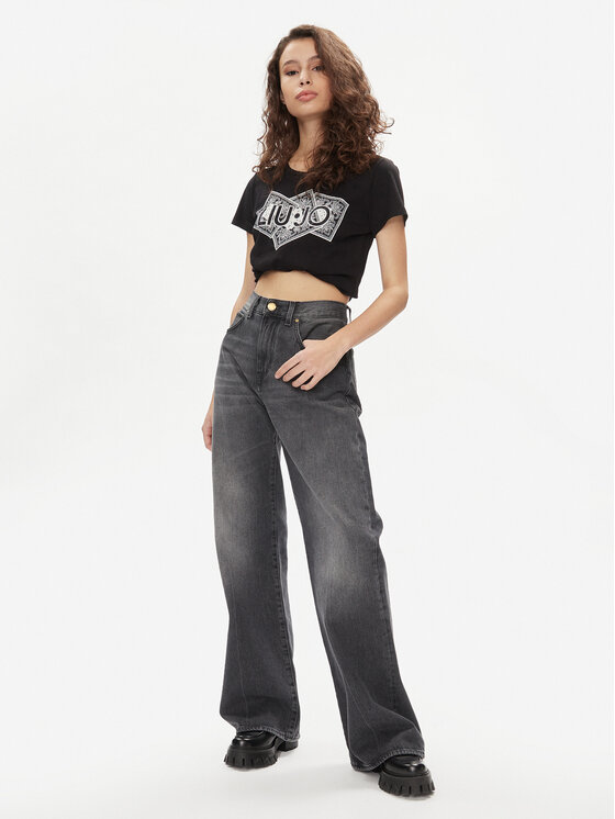 Liu Jo Liu Jo T-krekls MA4340 JS923 Melns Regular Fit
