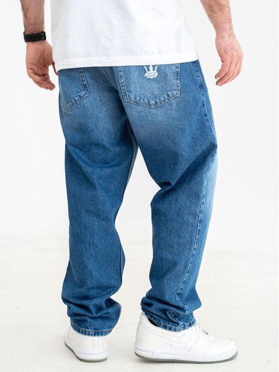 Jigga Wear Jigga Wear Jeansy Spodnie Jeansowe Baggy Męskie Niebieskie Jigga Wear Crown copy XL Niebieski Baggy Fit