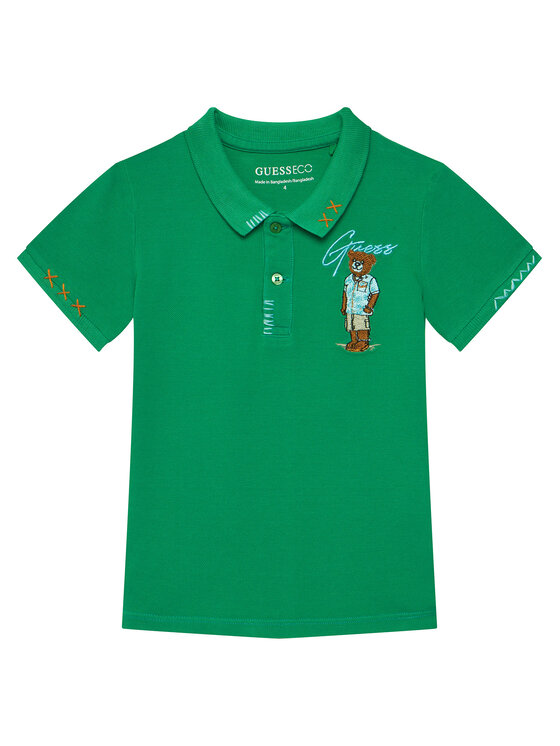 Guess Tricou polo N6GP01 K9WF4 Verde Regular Fit