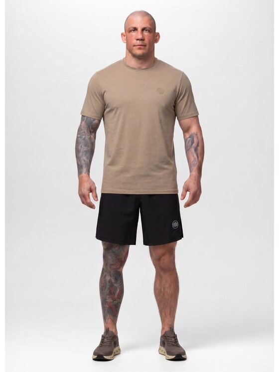 PITBULL PITBULL Koszulka techniczna Casual Sport SMALL LOGO II Brązowy Regular Fit