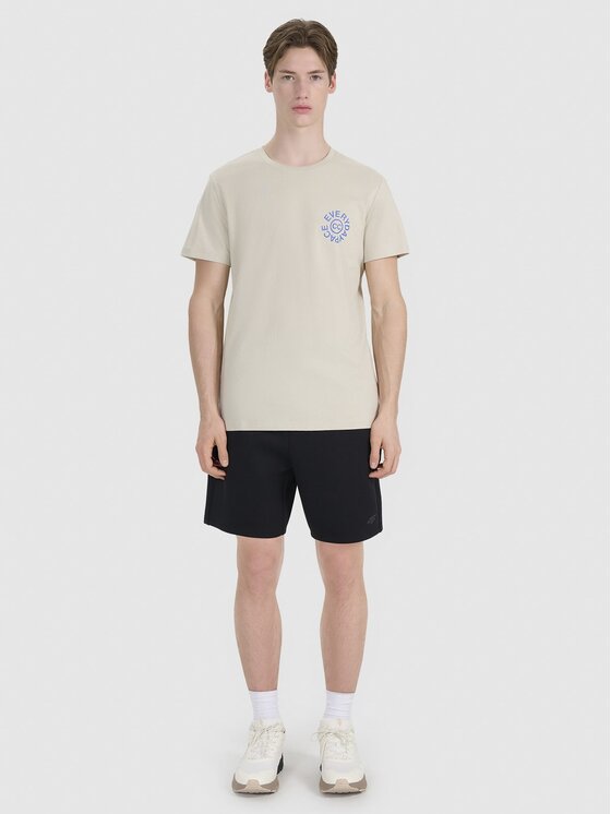 4F 4F T-Shirt FWSS25TTSHM1980-83S Brązowy Regular Fit