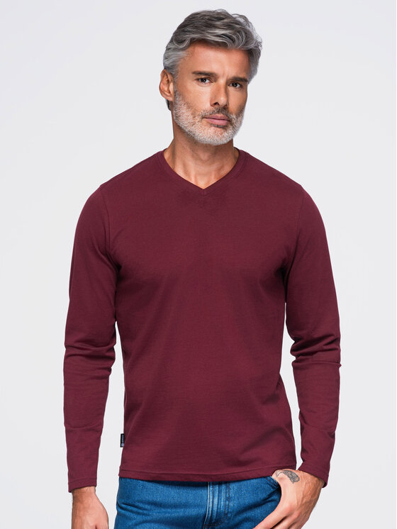 Ombre Ombre S dlouhým rukávem OM-LSBL-0143 Bordó Regular Fit