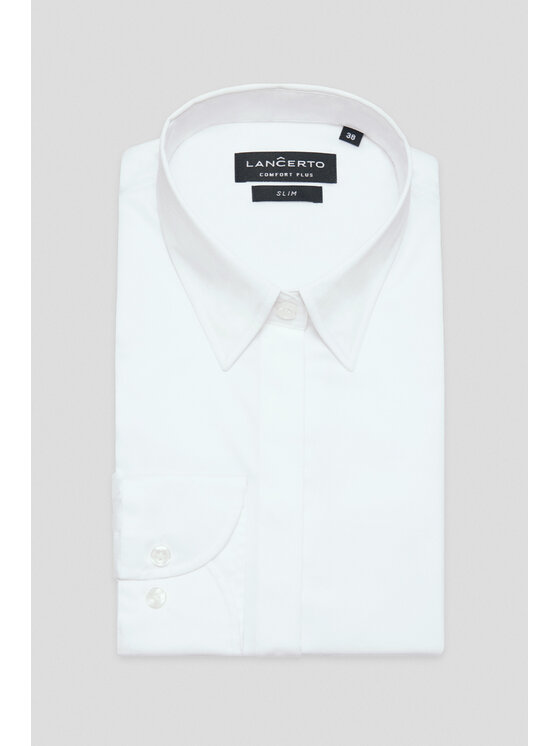 Lancerto Lancerto Koszula Koszula Damska Biała Bawełniana Varda Slim KO073224000067 Biały Slim Fit