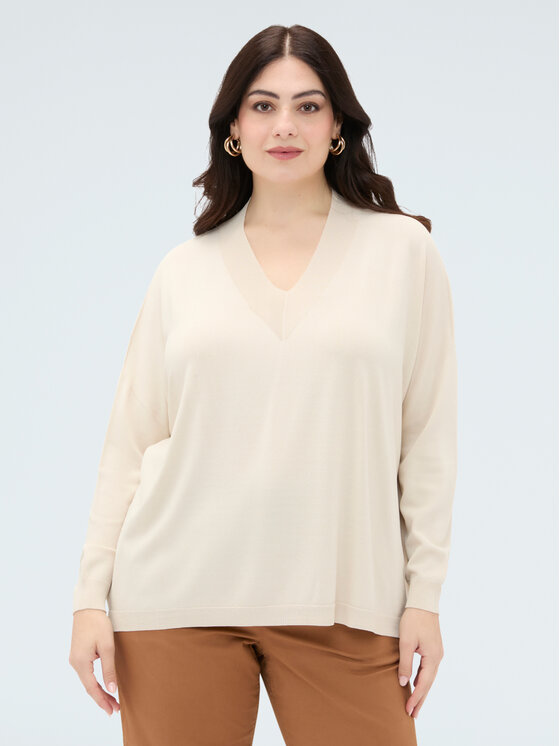 Fiorella Rubino Fiorella Rubino Sweter M248E002270N011 Kremowy A-Line Fit
